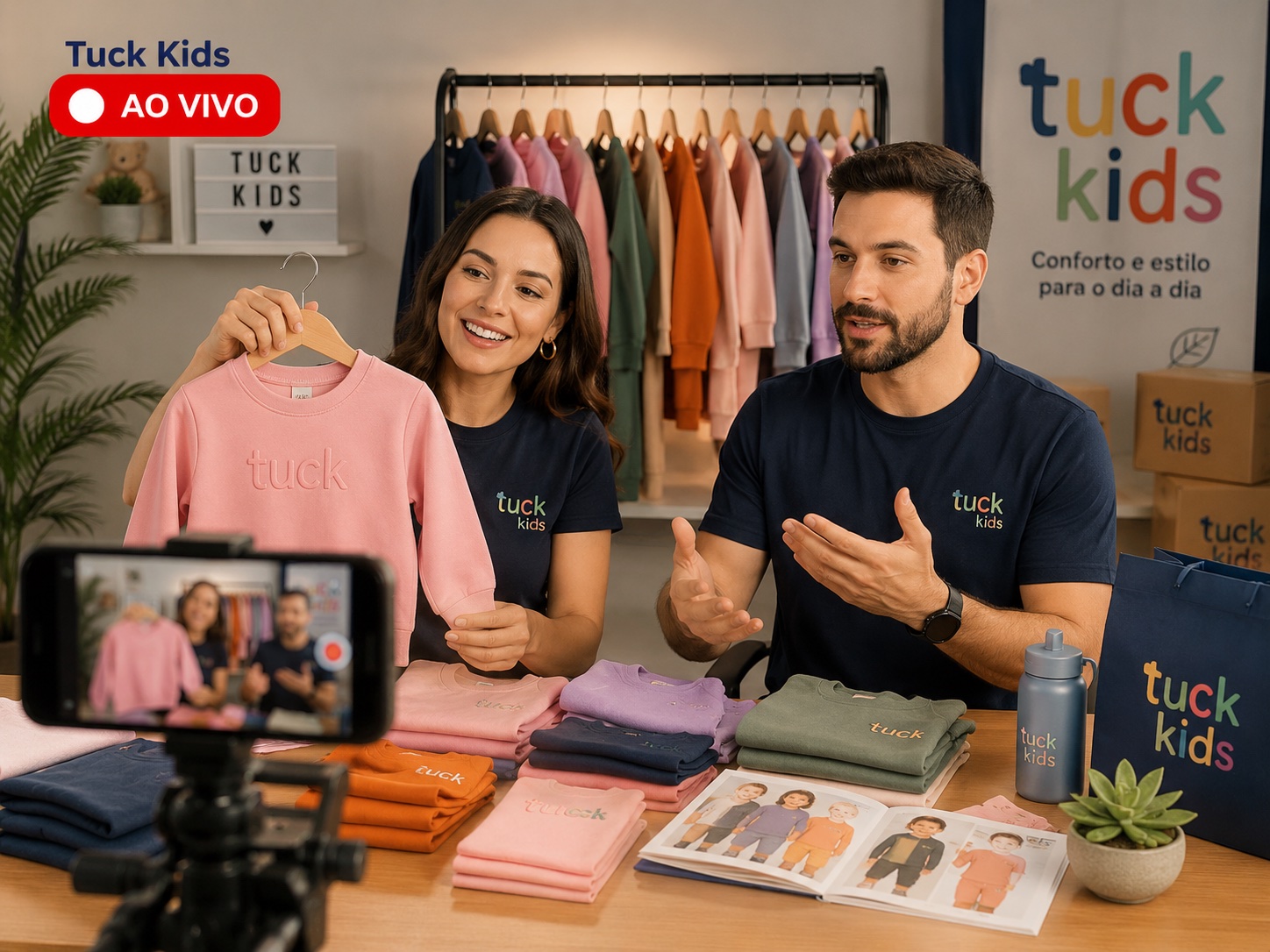 Tuck Kids ao vivo: apresentação dos produtos em videochamada